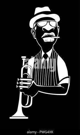 Karikatur eines jazz Trompeter-Vector Illustration Stock Vektor