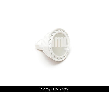 Dot led lampe für ein Spotlight in einem Bogen oder einer abgehängten Decke, weißer Hintergrund, Nahaufnahme, Isolieren, Lampe Diode für einen Scheinwerfer Stockfoto