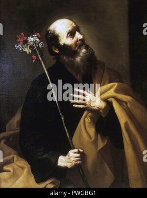 Saint Joseph mit der Blüte Rod-: Lanfranco - insgesamt. Stockfoto