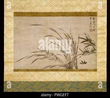 Fragment einer handscroll montiert Als hängenden Blättern - Bambus Orchideen und Thorn - hsueh Ch'uang. Stockfoto