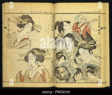 Nihen gyosai Kadan (Pictorial Konten von Gyosai), Teil II, Band 3 - kawanabe Kyosai - insgesamt. Stockfoto