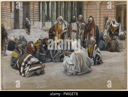 Jesus spricht in der Nähe des Treasury (Jésus parle près du Trésor) - James Tissot. Stockfoto