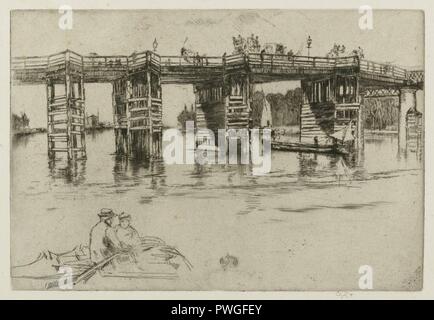 Alte Putney Bridge - James Abbott Mcneill Whistler - insgesamt. Stockfoto