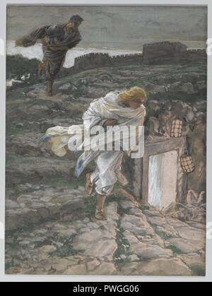 St. Peter und Johannes laufen, um das Grab (Saint Pierre et Saint Jean au courent sépulcre) - James Tissot. Stockfoto