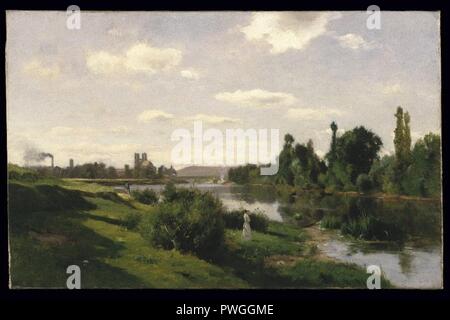 Der Fluss Seine in Mantes-Charles-Fran çois Daubigny. Stockfoto