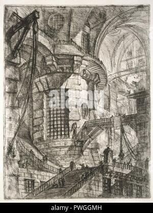 Der runde Turm Tafel III von Invenzioni Capric di Carceri - Giovanni Battista Piranesi. Stockfoto