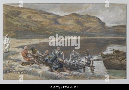 Die zweite Wundersame Entwurf von Fischen (La seconde pêche miraculeuse) - James Tissot. Stockfoto