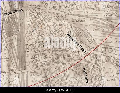 Broomfields 1893. Details anzeigen dichten Arbeiterklasse Gehäuse. Stockfoto