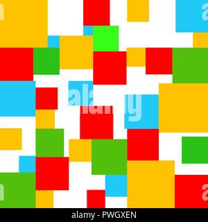 Nahtlose Muster. Gelb, Rot, Weiß, Blau und Grün Quadrate. Stock Vektor