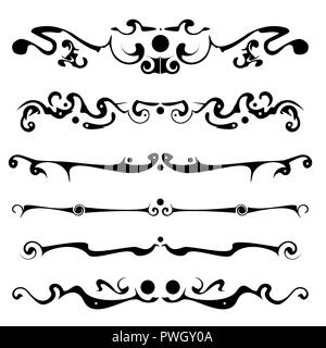 Dekorative Grafik Elemente der Vignette für das Design der Seiten, Briefe, Glückwünsche, Einladungen, Diplome und andere Dokumente. Stock Vektor
