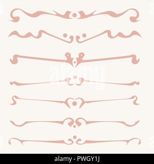 Dekorative Grafik Elemente der Vignette für das Design der Seiten, Briefe, Glückwünsche, Einladungen, Diplome und andere Dokumente. Stock Vektor