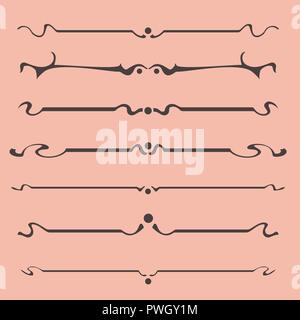Dekorative Grafik Elemente der Vignette für das Design der Seiten, Briefe, Glückwünsche, Einladungen, Diplome und andere Dokumente. Stock Vektor