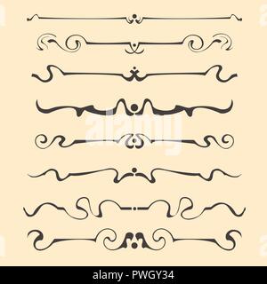 Dekorative Grafik Elemente der Vignette für das Design der Seiten, Briefe, Glückwünsche, Einladungen, Diplome und andere Dokumente. Stock Vektor