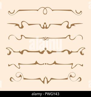 Dekorative Grafik Elemente der Vignette für das Design der Seiten, Briefe, Glückwünsche, Einladungen, Diplome und andere Dokumente. Stock Vektor