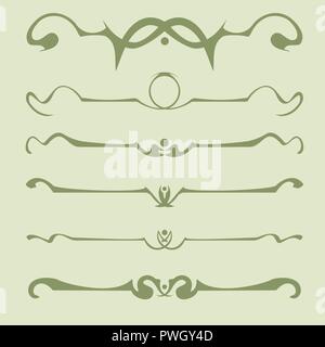 Dekorative Grafik Elemente der Vignette für das Design der Seiten, Briefe, Glückwünsche, Einladungen, Diplome und andere Dokumente. Stock Vektor