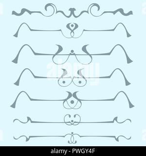 Dekorative Grafik Elemente der Vignette für das Design der Seiten, Briefe, Glückwünsche, Einladungen, Diplome und andere Dokumente. Stock Vektor
