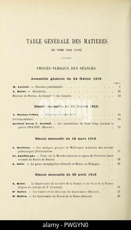 Bulletin de la société belge de Géologie, de paléontologie et d'Hydrologie Stockfoto