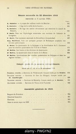 Bulletin de la société belge de Géologie, de paléontologie et d'Hydrologie Stockfoto