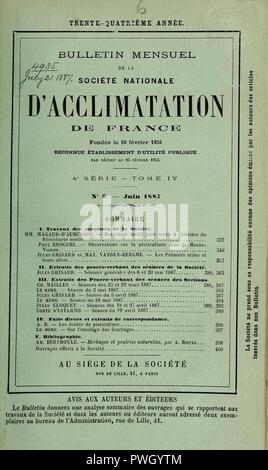 Bulletin de la Société Nationale d'Acclimatation de France Stockfoto