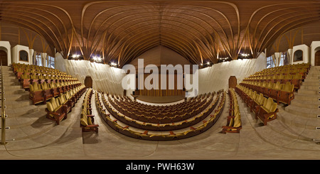 360 Grad Panorama Ansicht von Zwiebel Haus Kulturzentrum (Hagymaház) - Theatersaal - Planung Imre Makovecz