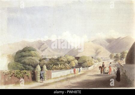 George Henry Burgess - 'Upper Fort Street, Honolulu', Aquarell über Bleistift, 1867, Honolulu Akademie der Künste. Stockfoto