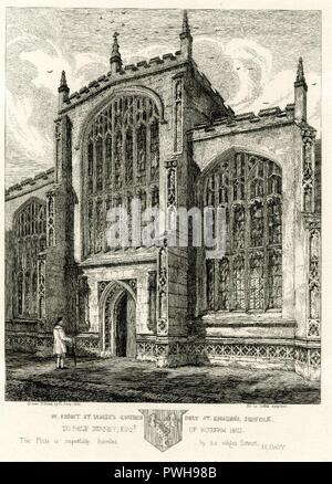 West Front von St James's Tower Bury St Edmunds Suffolk von Henry Davy. Stockfoto