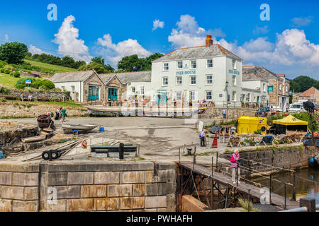 11. Juni 2018: Charlestown, Cornwall, Großbritannien - Ein unberührtes Beispiel einer georgischen Hafen arbeiten, Es betweel 1791 und 1801 gebaut wurde, und hat als benutzt worden Stockfoto