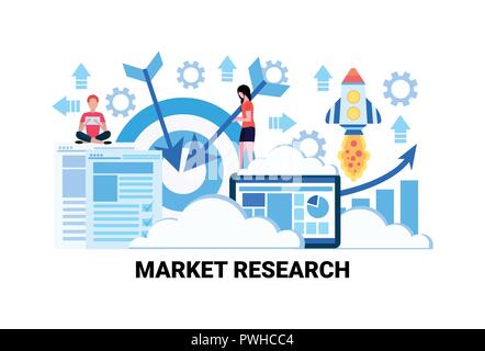 Geschäftsleute brainstorming Marktforschung Prozentsatz marketing Strategie Konzept finanzielle Grafik analytics Männer Frauen Konferenz Konferenz horizontalen flachen Stock Vektor