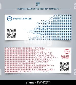 Satz der Vorlage abstrakt-Technologie digitaler Daten square blau und rot Muster pixel Hintergrund. Vektor corporate design Stock Vektor