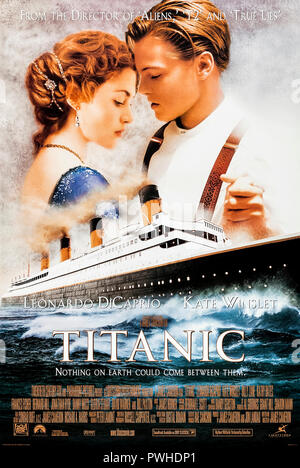 Titanic (1997) von James Cameron Regie und Hauptdarsteller Leonardo DiCaprio, Kate Winslet, Billy Zane und Bill Paxton. Phänomenal erfolgreichen Romanze an Bord der unglücklichen Titanic auf seiner Jungfernfahrt. Stockfoto