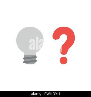 Vector illustration symbol Konzept der graue Glühbirne mit roten Fragezeichen. Stock Vektor