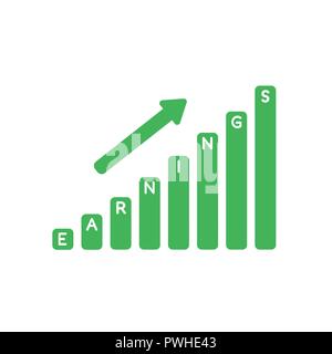 Vector illustration symbol Konzept der Ergebnis Umsatz Balkendiagramm weiter nach oben zu bewegen. Stock Vektor