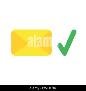 Vector illustration symbol Konzept der geschlossenen Mail Umschlag mit Häkchen. Stock Vektor