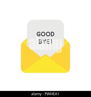Vector illustration symbol Konzept der Mail Umschlag mit Good bye Papier. Stock Vektor