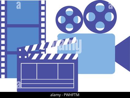 Produktion Film Projektor Klappe strip Vector Illustration Stock Vektor
