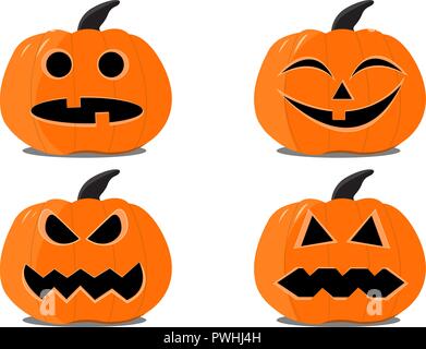 Satz von Halloween Kürbisse auf den weißen Hintergrund. Stock Vektor
