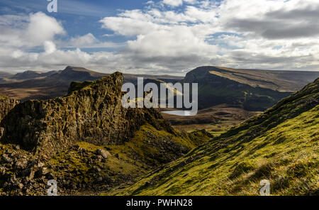 Serpentinen, die quiraing, trotternish Ridge, Isle of Skye, Schottland, Großbritannien Stockfoto
