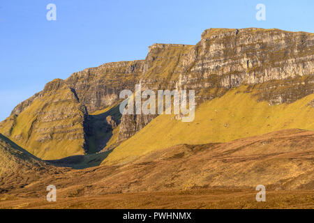 Sonnenaufgang am Quiraing, trotternish Ridge, Isle of Skye, Schottland, Großbritannien Stockfoto