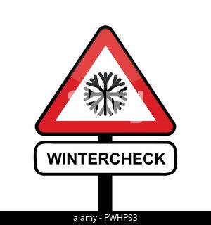 Dreieck Schild mit Schneeflocken-symbol Winter check Typografie Vector Illustration Stock Vektor