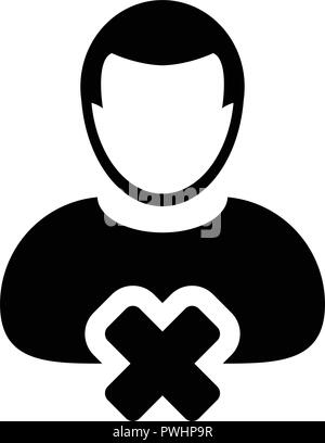 Symbol Benutzer Vector männliche Person Profil avatar Mit dem Schließen-Symbol im flachen Farbe glyphe Piktogramm Abbildung Löschen Stock Vektor