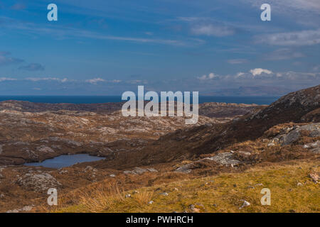 Seen und Buchten in der Landschaft der Insel Harris, Schottland, Großbritannien Stockfoto