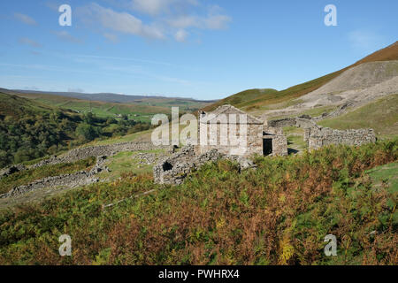 Englische Landschaft an Crackpot Halle in swaledale zwischen Keld und Muker in den Yorkshire Dales, North Yorkshire England Stockfoto