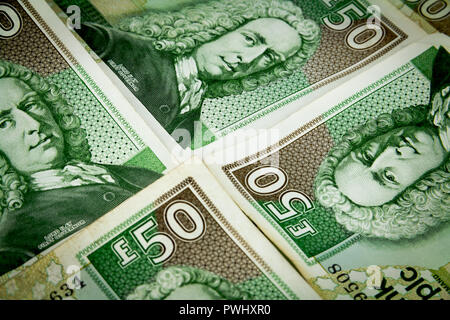 Britische fünfzig Pfund Noten sind hier zu bleiben Stockfoto