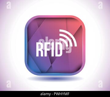 RFID-Symbole auf der violetten quadratischen Taste Stock Vektor