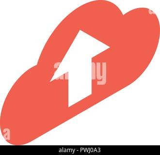Upload in Red Cloud Symbol, isometrische Stil Stock Vektor