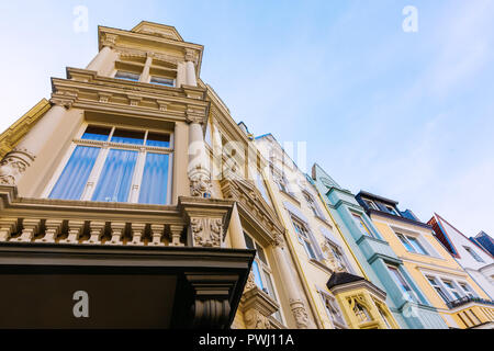 Die Fassaden der historischen Häuser in Aachen, Deutschland Stockfoto