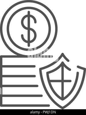 Secured geld Münze Symbol, outline Style Stock Vektor