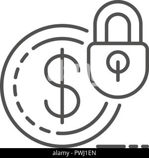 Secured geld Symbol, outline Style Stock Vektor