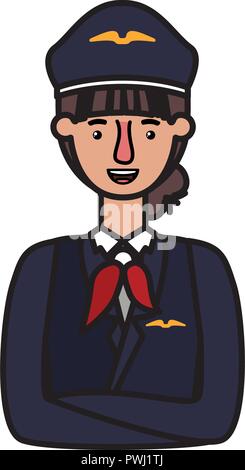 Junge Frau pilot avatar Charakter Stock Vektor