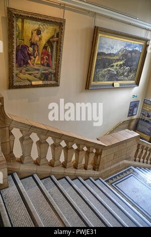 Mosaik Treppe in Worcester Museum und Kunstgalerie, Worcester, England, Großbritannien Stockfoto